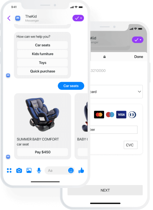 Visualization of the payment process in a SendPulse’s bot for Facebook Messenger