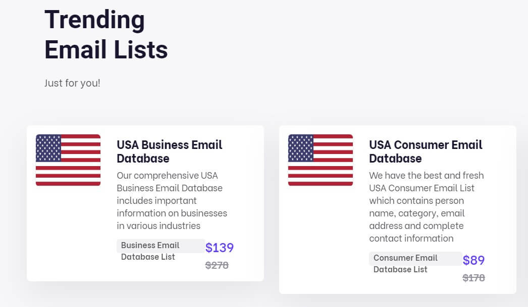 Email lists pricing