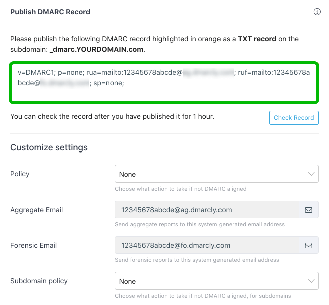 DMARC record example
