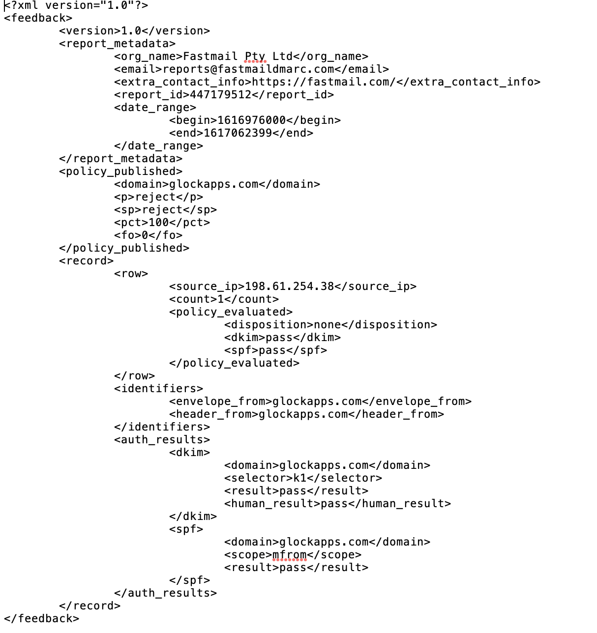 DMARC report example
