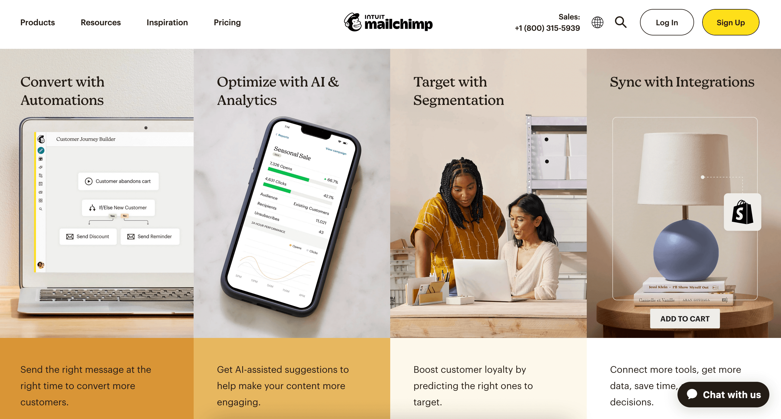 Mailchimp’s main page
