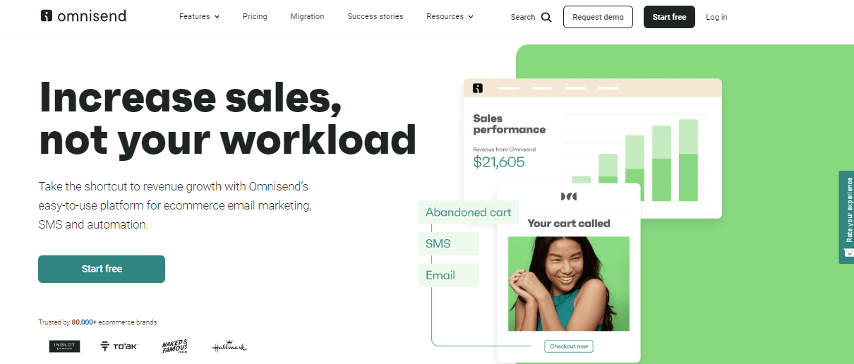 Omnisend’s main page