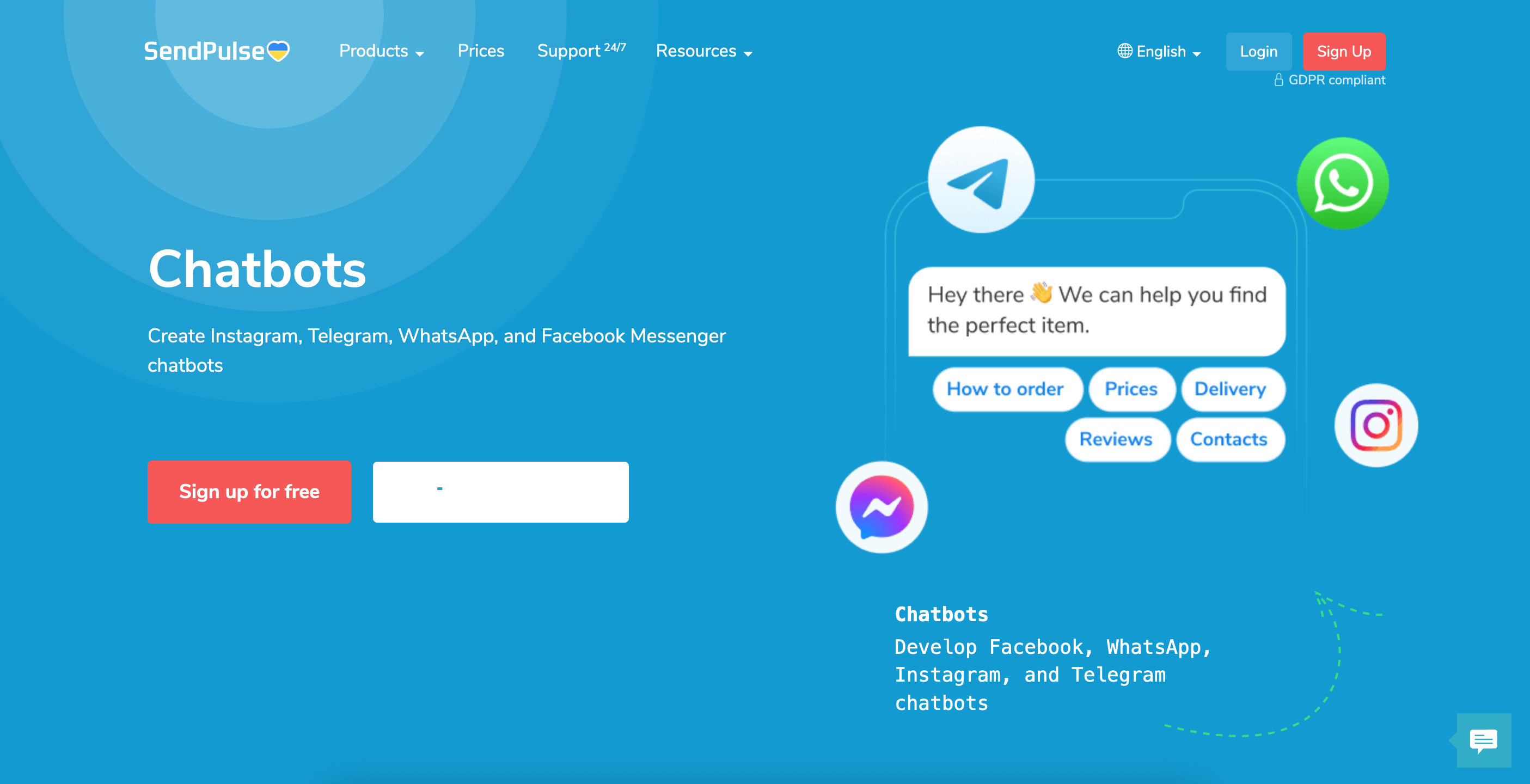 SendPulse’s main page