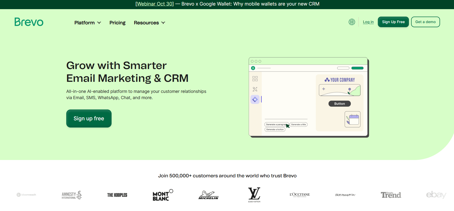 Screenshot of Brevo's home page