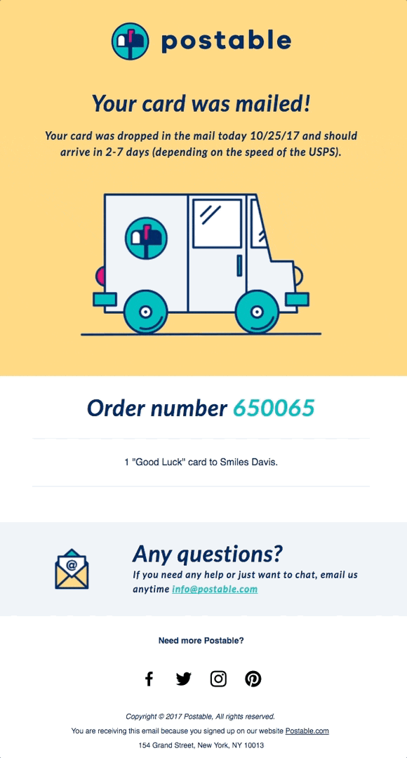 An example of transactional email