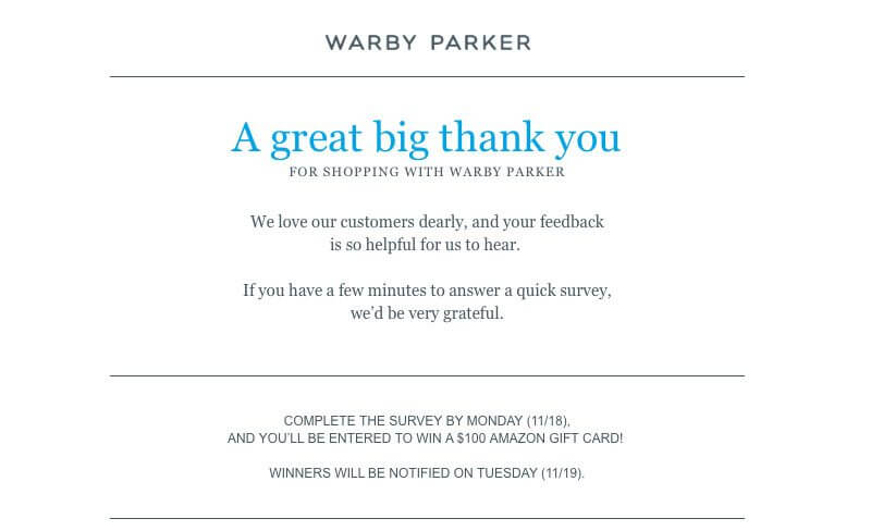 Customer feedback email example