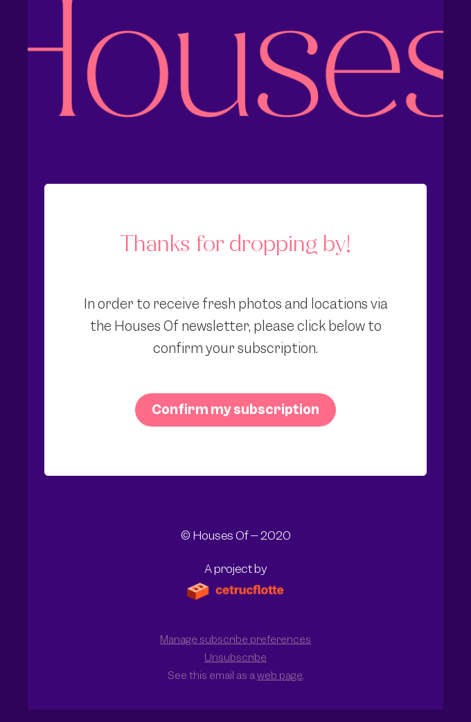 Subscription confirmation email example
