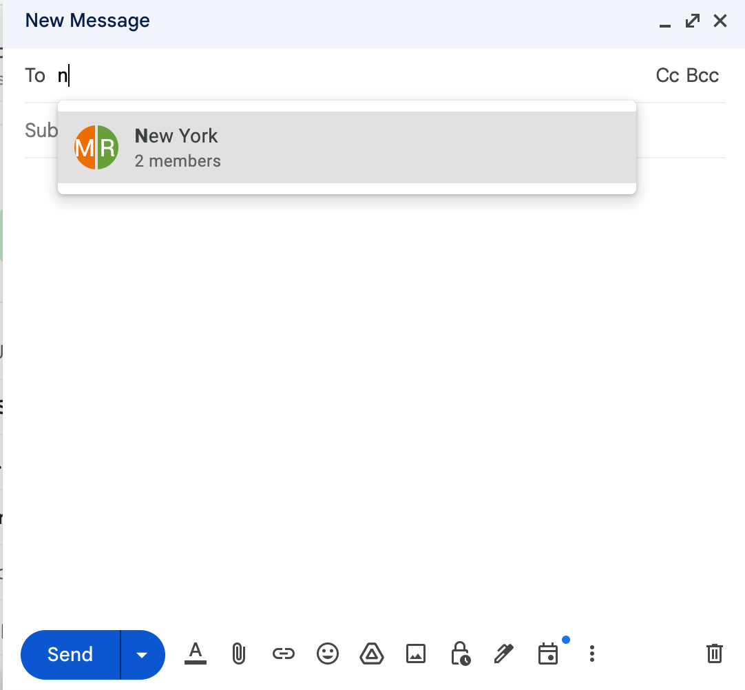 Gmail’s New Message window