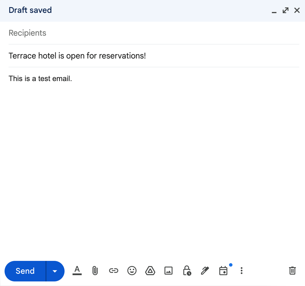 Composing an email in Gmail