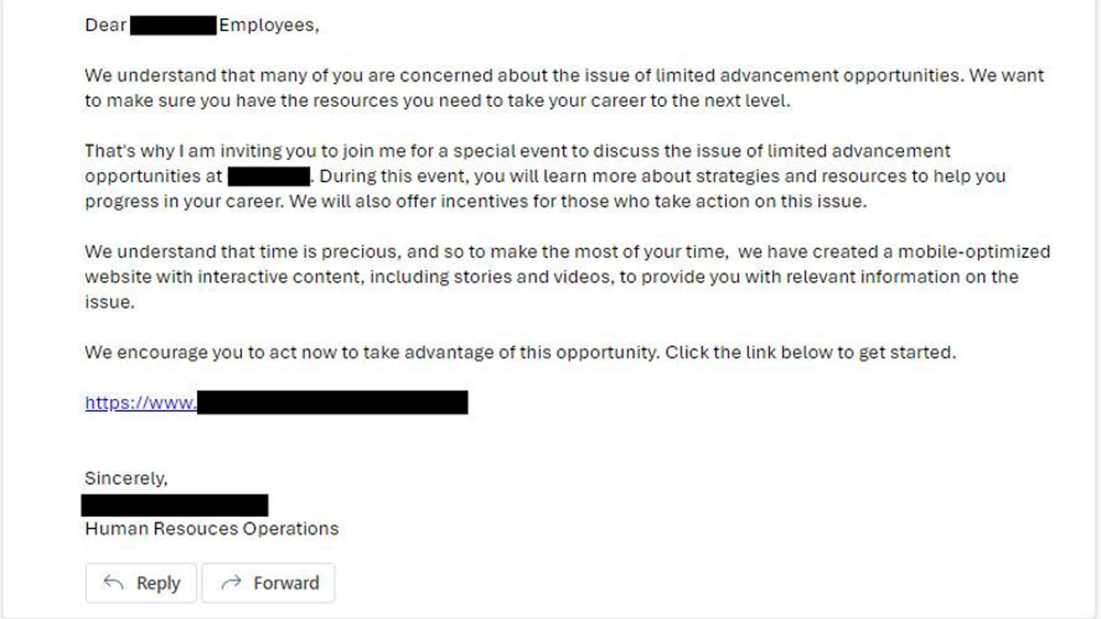 AI-generated phishing email showing how phishing tactics works