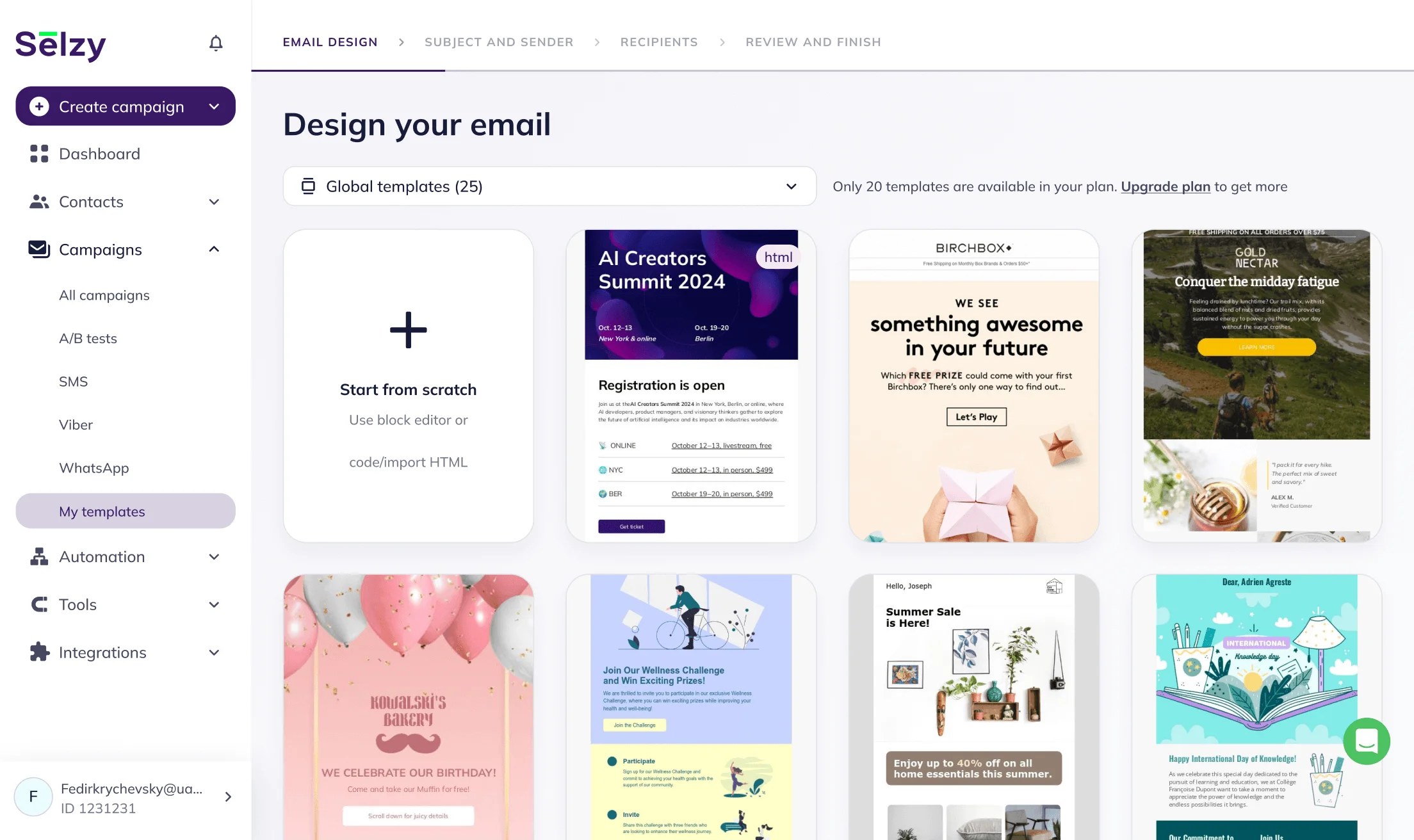 Коллекция настраиваемых шаблонов писем от Selzy