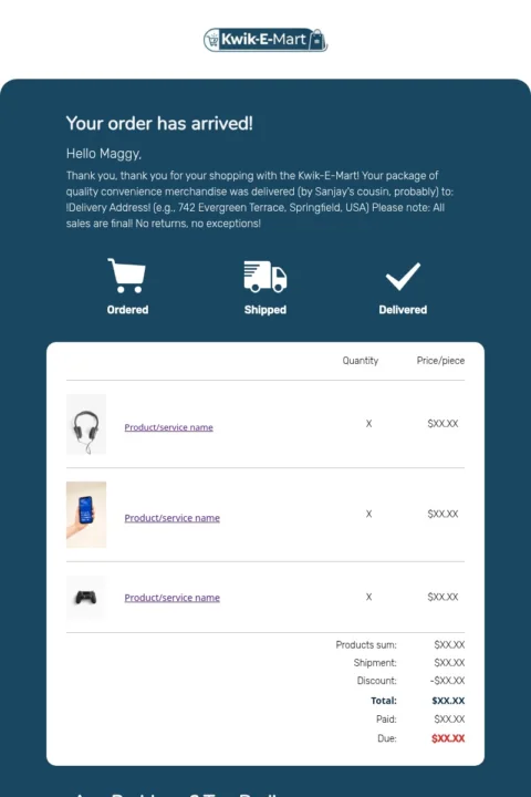 Invoice email template