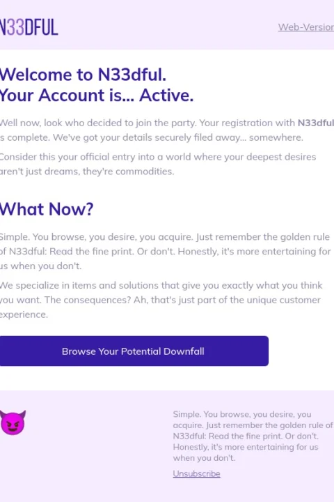 Thank you for registering email template