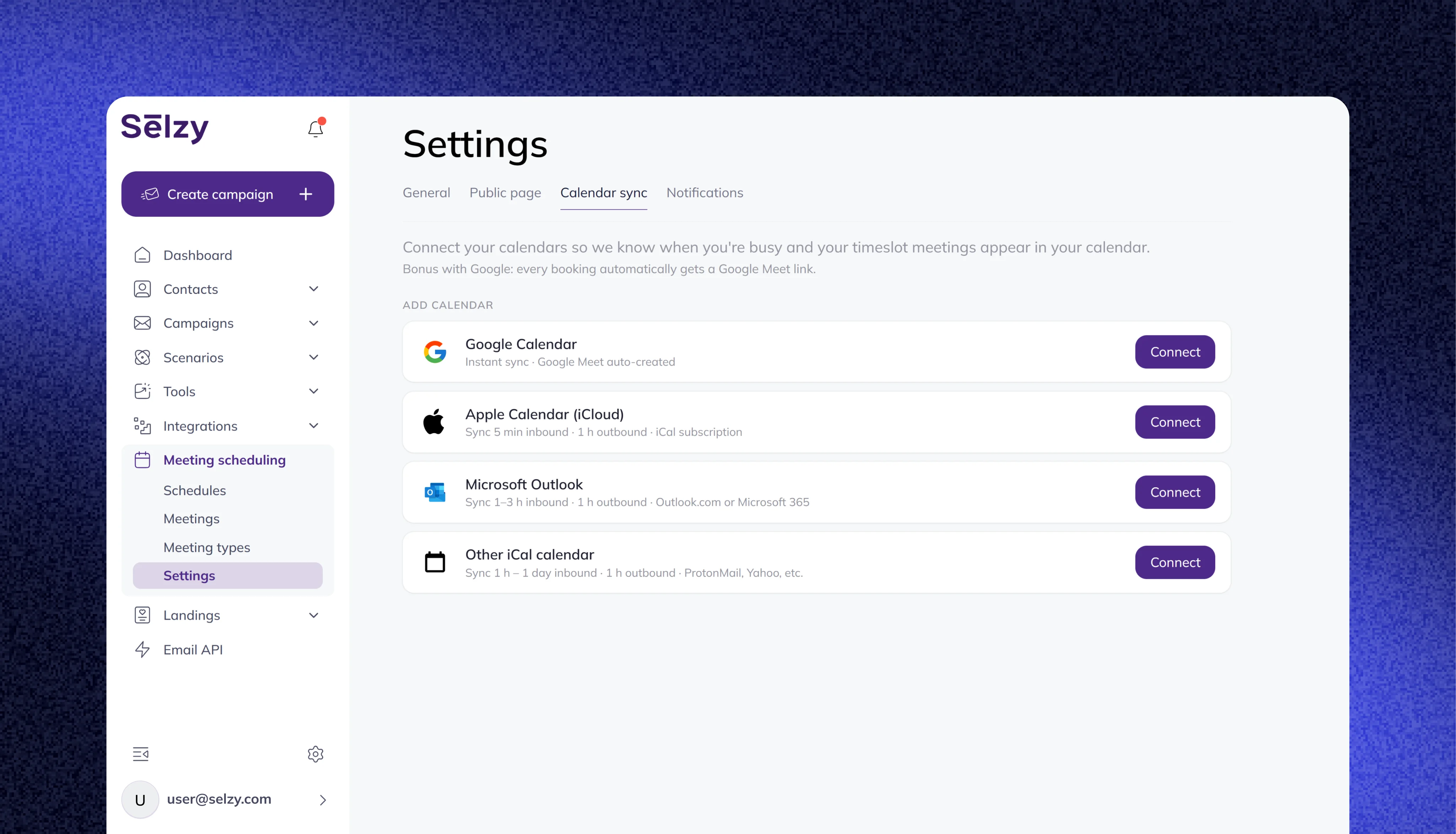 Sync with Gmail, Outlook, Apple, or another calendar